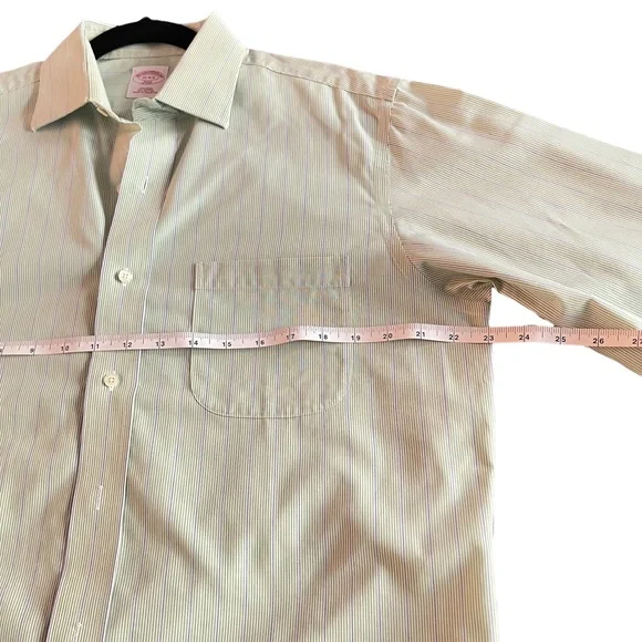Vintage Brooks Brothers Botton Down Long Sleeve Green Dress Shirt Size 15-4/5 - Picture 7 of 10